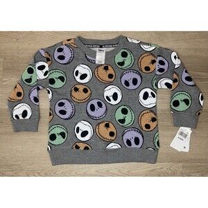 Nightmare Before Christmas Youth Sweater Size 4T Gray Jack Skellington NWT NEW
